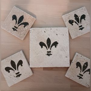 Fluer de lis slate coaster set new